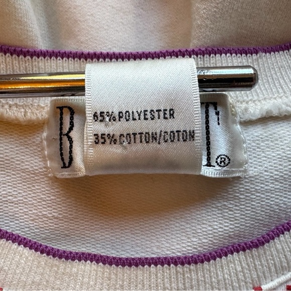 Vintage BLAST Petites Cream Floral Geometric Print Sweatshirt – Size M - Picture 9 of 12